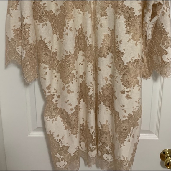 Kimono beige with floral lace - Picture 3 of 4